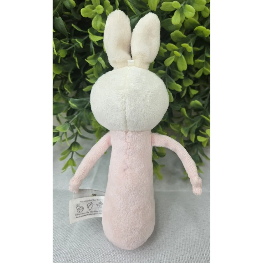 Bunnies By The Bay Friendly Chime Pink Bunny Plush Stick Baby Rattle Toy 101060